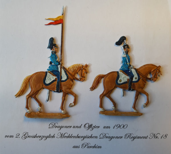 Mecklenburgischer Dragoner und Offizier vom 2.Grossherzoglichen Regiment Nr. 18 um 1900