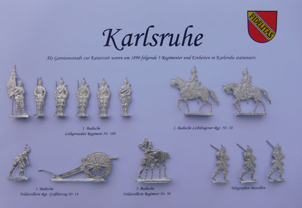 1890 Serie: Städte und Garnisonen Deutschlands - Karlsruhe