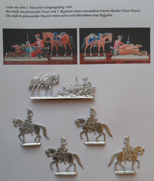 Plats d'étain - Zinnfiguren Scholtz - 23 cavaliers prussiens 1870 sabre Plats d'étain - Zinnfiguren Scholtz - 23 cavaliers prussiens 1870 sabre